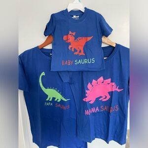 Baby sauras kids dinosaur theme family matching T shirts